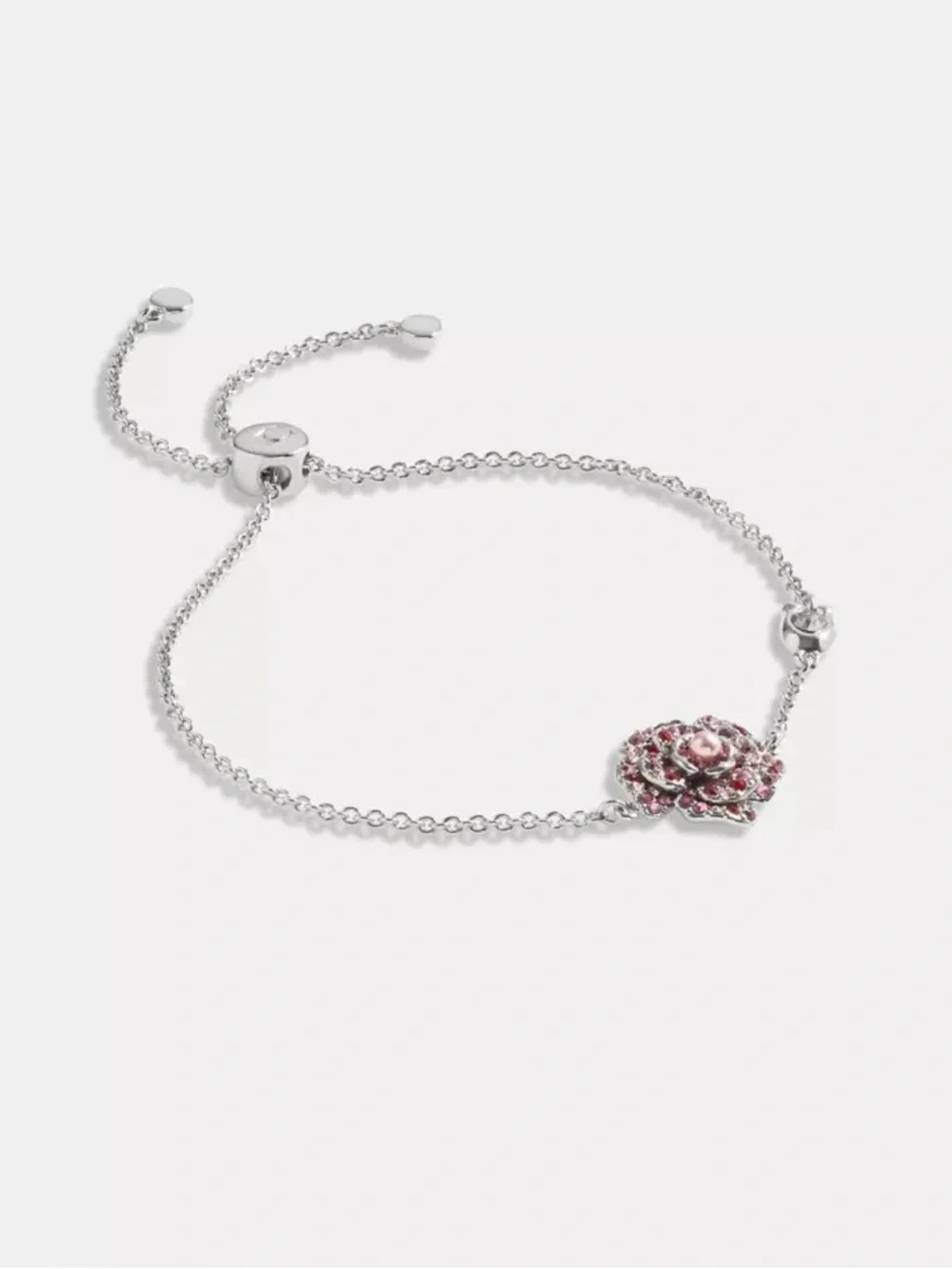 NWOT Coach Slider Flower Bracelet  with Pink Floral Crystal Charm